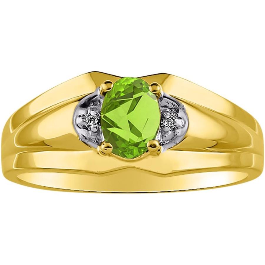 並行輸入品】ダイヤモンド&ペリドットリング14 K黄色または14 K