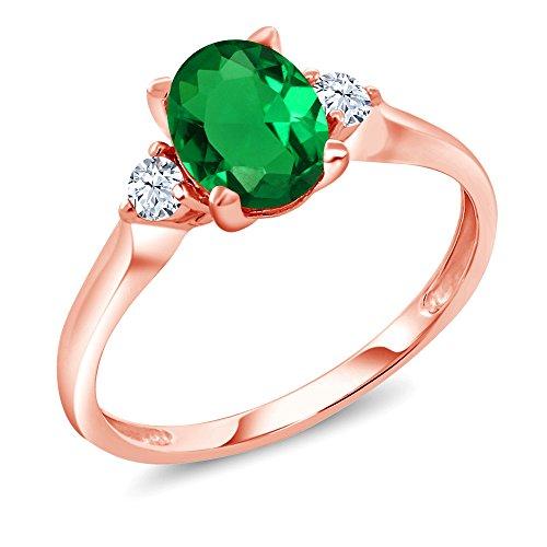 【並行輸入品】[Gem Stone King] 1.1カラット ナノエメラルド 指輪 リング レディース シンセティック ホワイトサファイア 1の画像