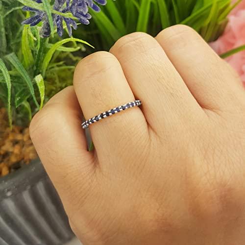 【並行輸入品】14?Kゴールドラウンドブルーサファイアレディース結婚記念スタッカブルバンド (USA リングサイズ 7) Dazzlingrocの画像