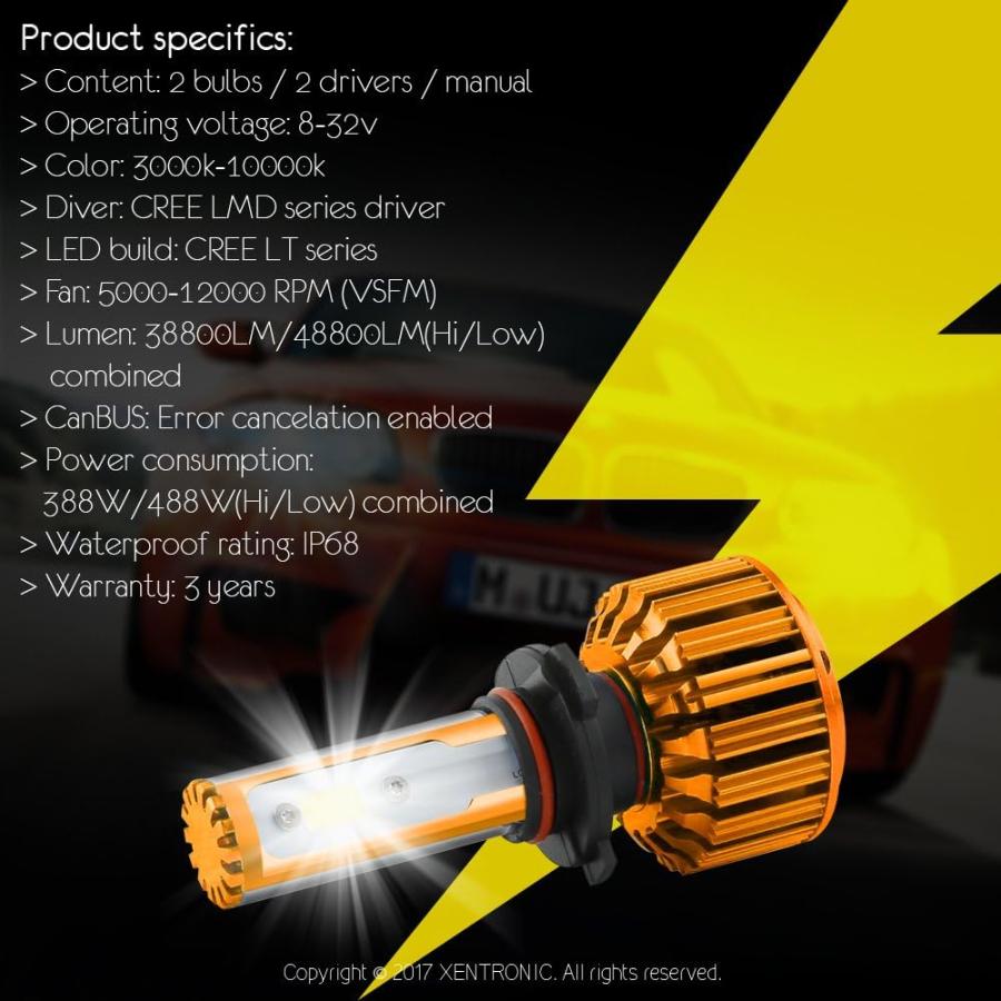 【並行輸入品】xentronic b2 LEDヘッドライト電球 9007 ホワイト XTRNB2GLD-97-6Kの画像