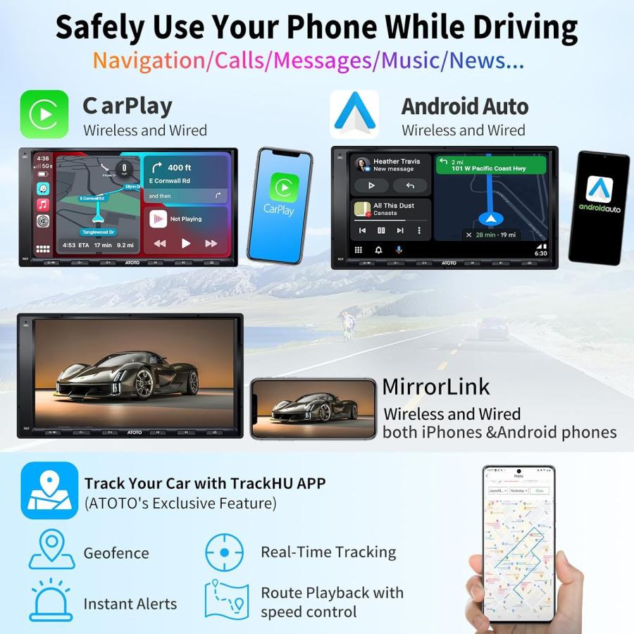 並行輸入品】ATOTO A6PF Android Double-DIN Car Stereo Wireless