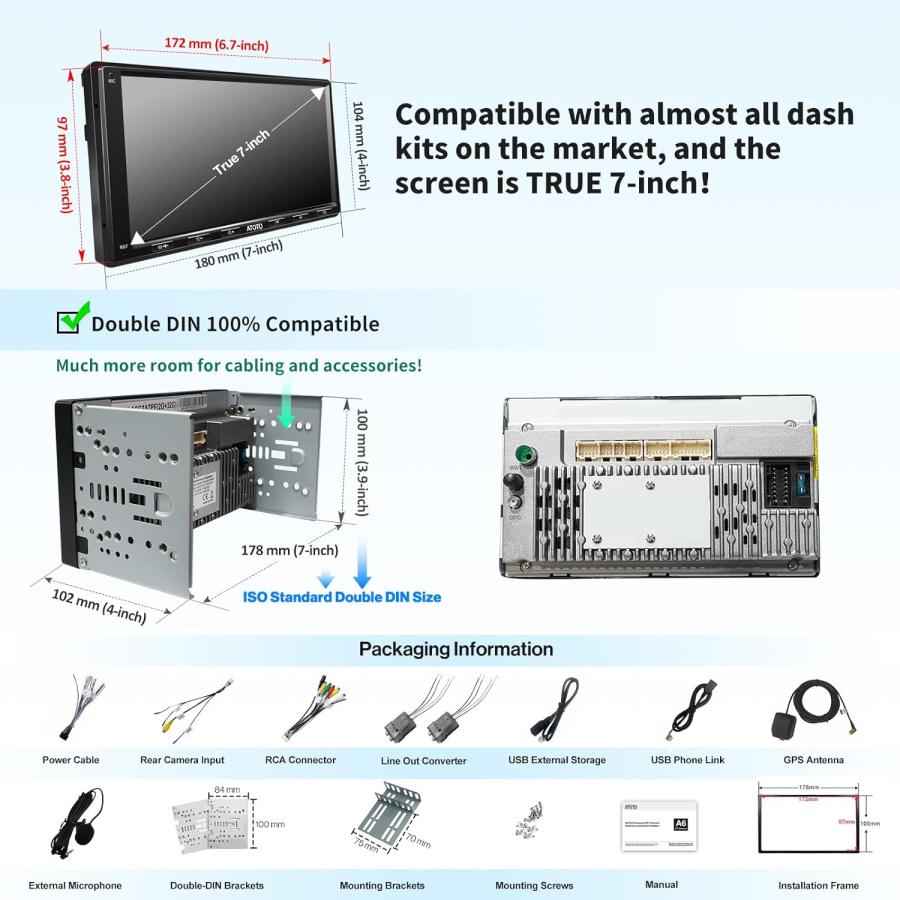 並行輸入品】ATOTO A6PF Android Double-DIN Car Stereo Wireless