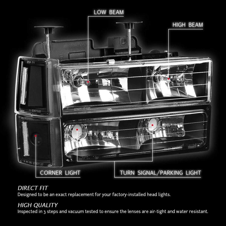 【並行輸入品】DNA Motoring HL-OH-8P-C10-3G-BK-CL1 ヘッドライトアセンブリ (運転席と助手席側)、ブラックハウジングの画像
