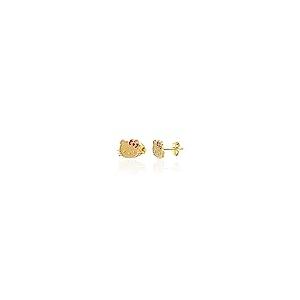 【並行輸入品】サンリオ ハローキティ レディース 10Kゴールド スタッドピアス ゴールドハローキティイヤリング 赤いエナメルリボン付き 公_2
