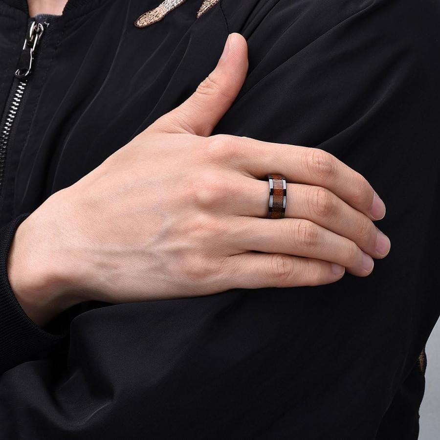 King Will Nature 8 mmブラックKoa Woodセラミックリングウェディング
