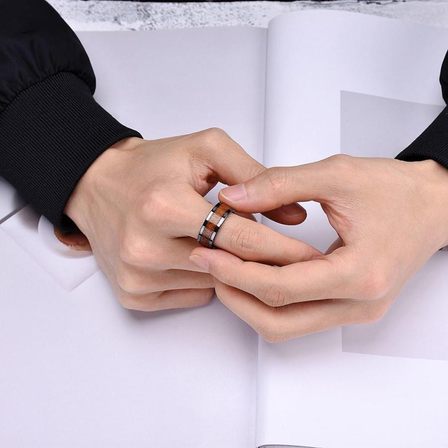 King Will Nature 8 mmブラックKoa Woodセラミックリングウェディング