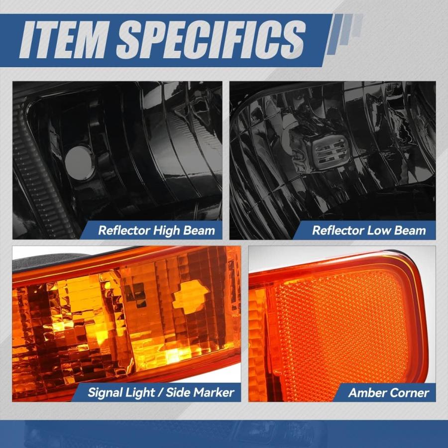 【並行輸入品】Auto Dynasty 4Pcs Factory Style Headlights and Bumper Lamps Compatibの画像