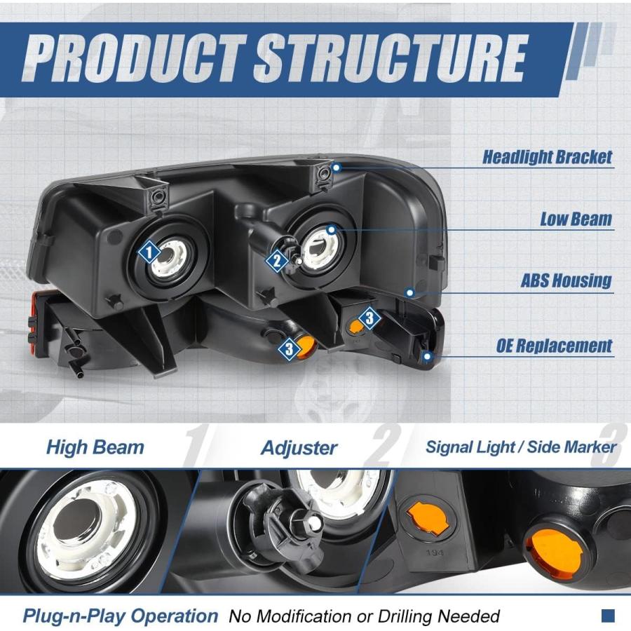 【並行輸入品】Auto Dynasty 4Pcs Factory Style Headlights and Bumper Lamps Compatibの画像