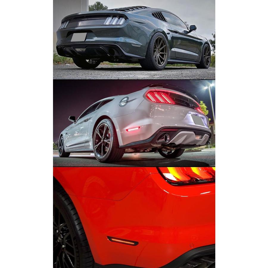 【並行輸入品】2015-2019 Mustang スモーク ティントレンズ リアバンパー サイドマーカー リフレクター LEDストリップランプライトにの画像