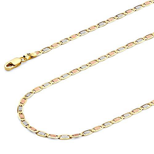 【並行輸入品】14?K 3色ゴールドソリッド2.5?MM Valentinoチェーンブレスレットwith Lobster Claw Clasp?_4