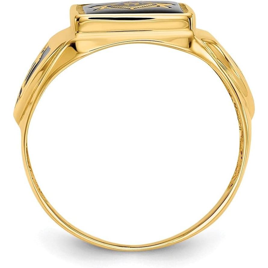 【並行輸入品】Diamond2Deal 14K イエローゴールド メンズ フリーメーソンリング 14Kイエローゴールド、ゴールド。 宝石なし　