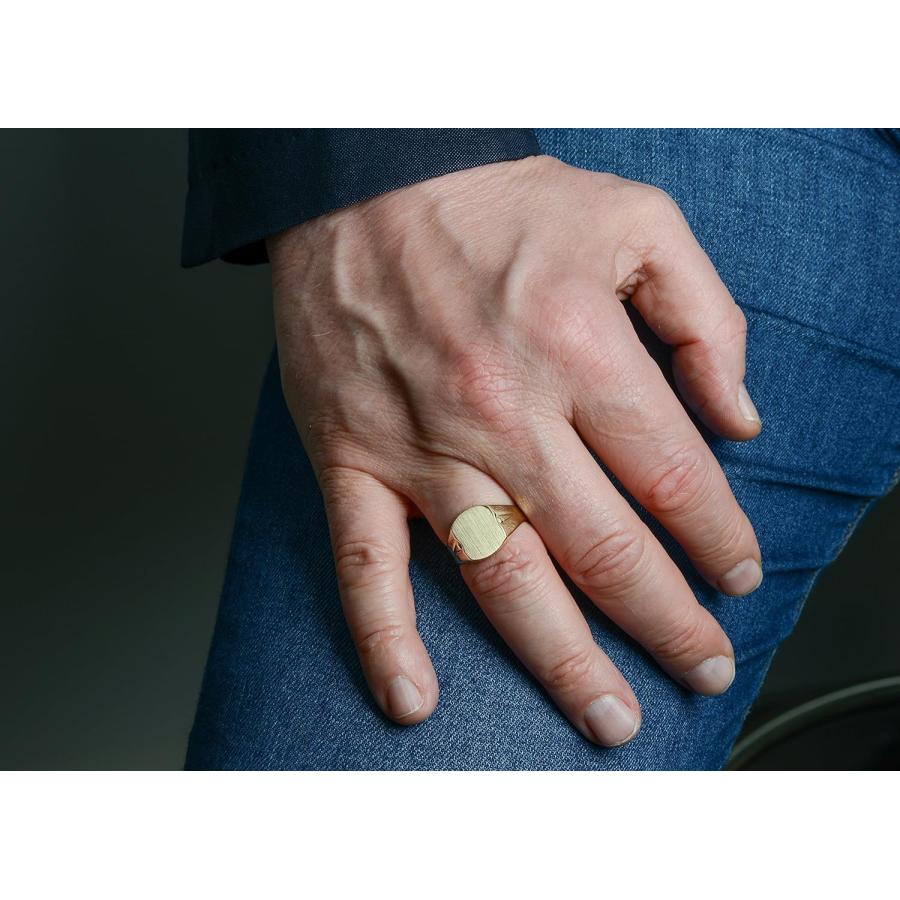 【並行輸入品】14 K黄色ゴールドクッションSignetリング(男性または女性用、14 mm)の画像