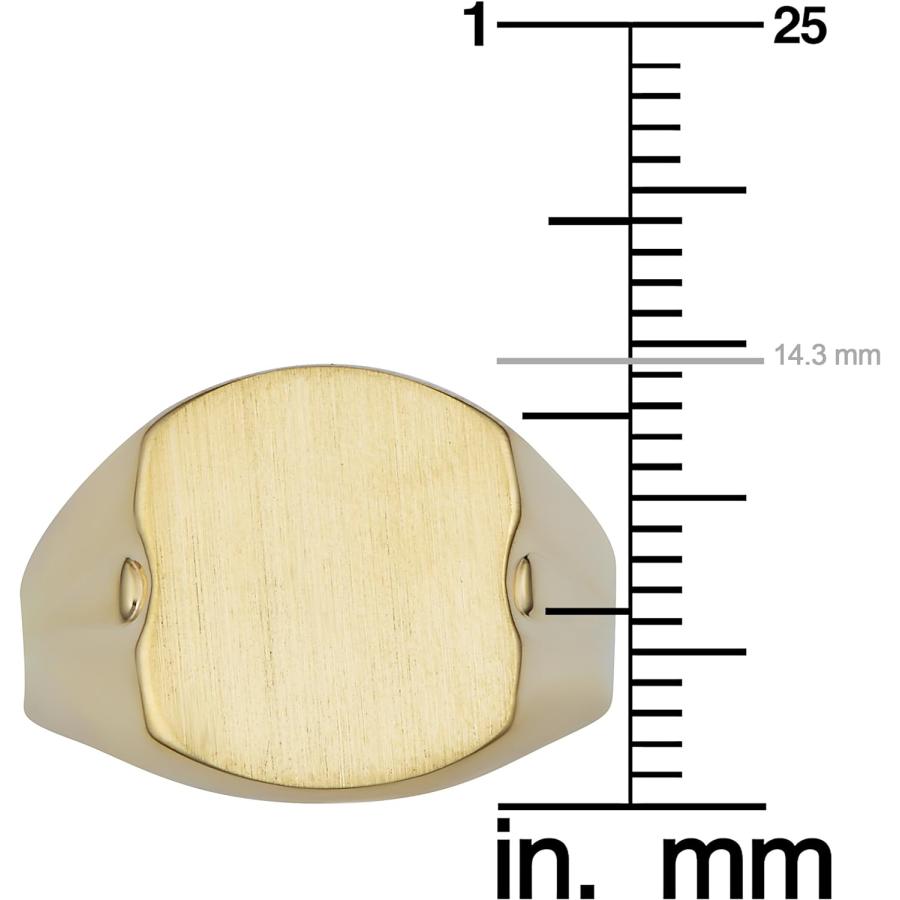 【並行輸入品】14 K黄色ゴールドクッションSignetリング(男性または女性用、14 mm)の画像