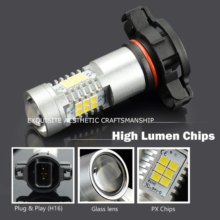 【並行輸入品】JDM ASTAR Bright White PX Chips 5202 5201 LED Fog Light Bulbs with Pの画像