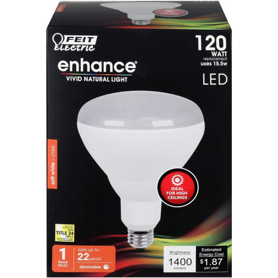 商品一覧 Feit Electric LED BR40 Bulb 120W Equivalent Dimmable 1400 Lumens 22 Year Life 2700k Soft White E26 Base Recessed Can Light Bulbs Flood Light