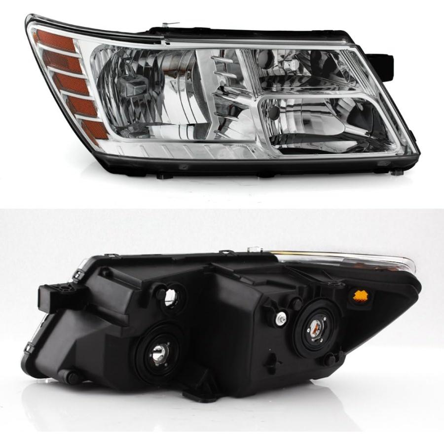 【並行輸入品】2009-18 Dodge Journey 助手席側のみヘッドライトアセンブリクロームハウジング クリアレンズの画像