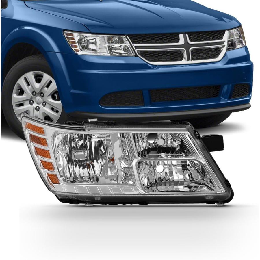 【並行輸入品】2009-18 Dodge Journey 助手席側のみヘッドライトアセンブリクロームハウジング クリアレンズの画像