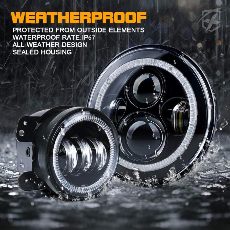 【並行輸入品】Xpriteジープラングラー7inch90WクリーLEDヘッドライト＆4inch 60Wフォグランプコンボw /ブルーハロー2007-2の画像