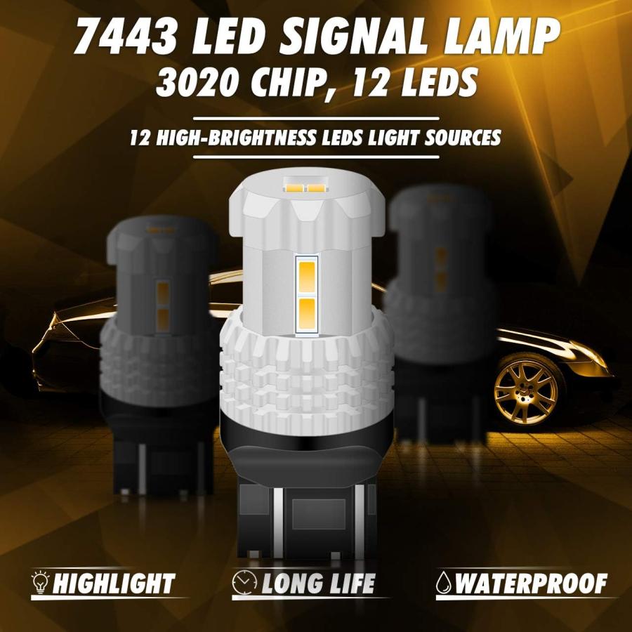 【並行輸入品】TUINCYN 7443 LED電球琥珀7440NA LED交換24W 12SMD 3020チップセット1080ルーメン自動LEDターン_4