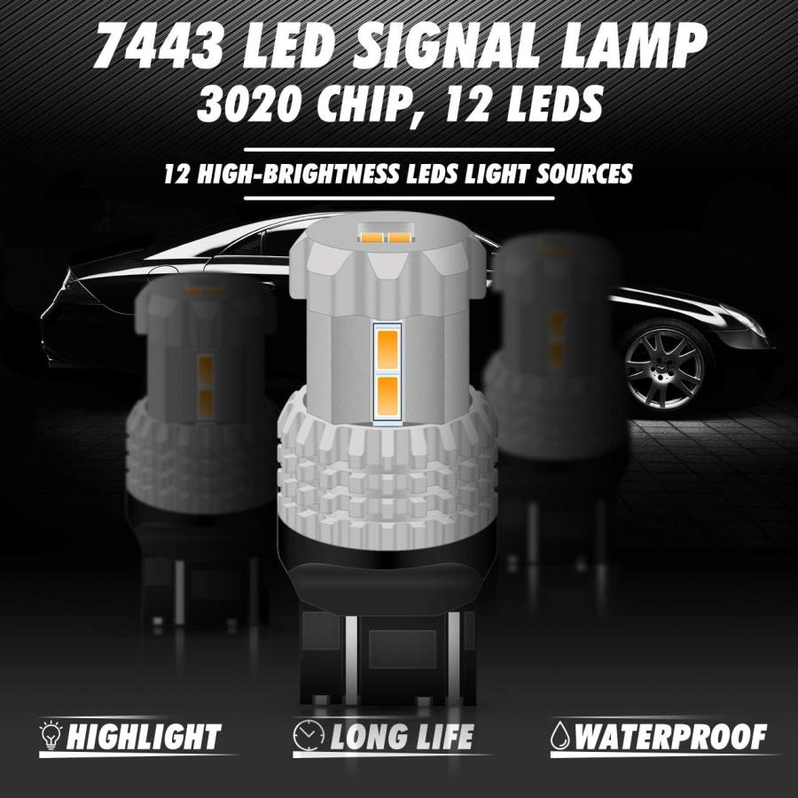 【並行輸入品】TUINCYN 7443 LED電球琥珀7440NA LED交換24W 12SMD 3020チップセット1080ルーメン自動LEDターン_7