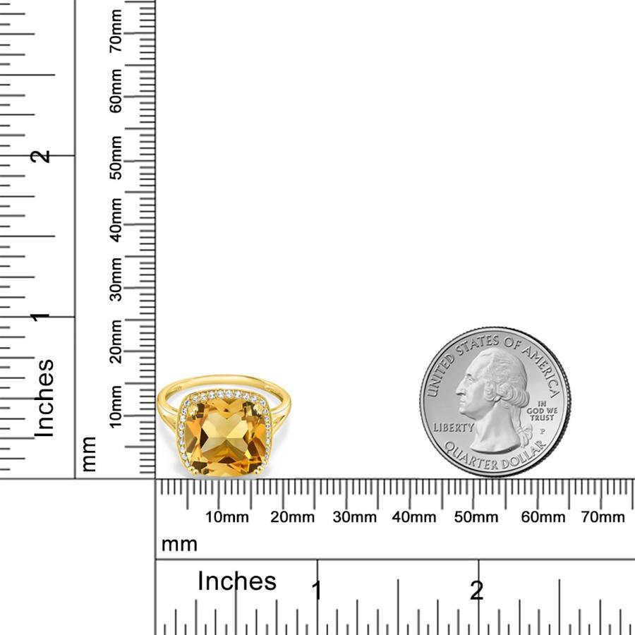 【並行輸入品】[Gem Stone King] 6.09カラット 天然 シトリン 指輪 リング レディース シンセティック ホワイトサファイアの画像