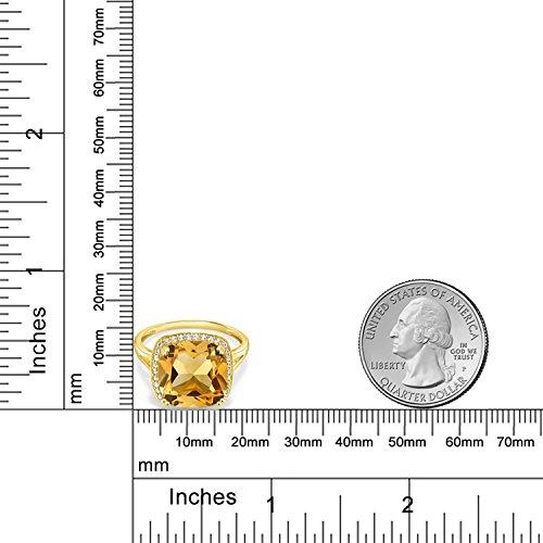 【並行輸入品】[Gem Stone King] 6.09カラット 天然 シトリン 指輪 リング レディース シンセティック ホワイトサファイアの画像