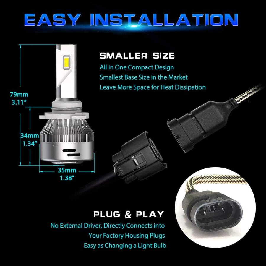 【並行輸入品】LASFIT 9005 HB3 LED電球 6000K クールホワイト 60W 6000LM LED 変換キット プラグアンドプレイ (_1