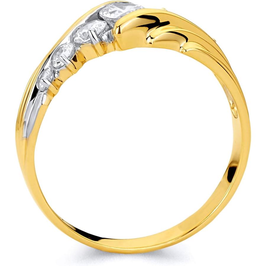 【並行輸入品】Wellingsaleメンズ14 K 2つ2トーンホワイトとイエローゴールドCZキュービックジルコニアウェディングリングバンド(複数サイの画像