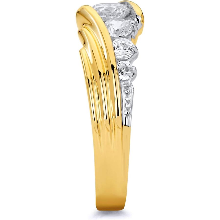 【並行輸入品】Wellingsaleメンズ14 K 2つ2トーンホワイトとイエローゴールドCZキュービックジルコニアウェディングリングバンド(複数サイの画像