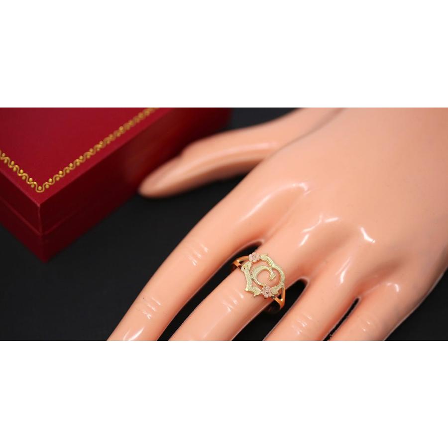 【並行輸入品】CaliRoseJewelry 14Kゴールド イニシャルアルファベットパーソナライズハートリング - 文字Kの画像