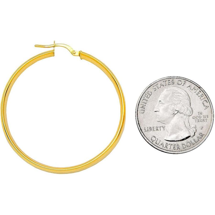 【並行輸入品】14K イエローゴールド フラット & ワイドフープピアス (5mm幅) 2サイズの画像