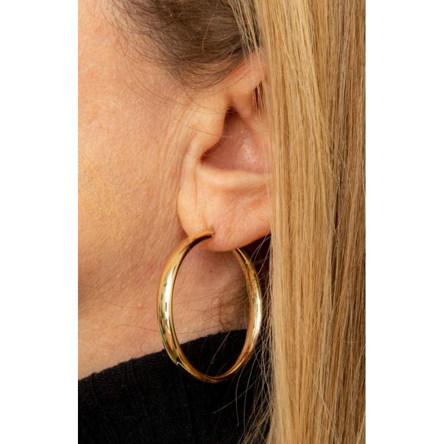 【並行輸入品】14K イエローゴールド フラット & ワイドフープピアス (5mm幅) 2サイズの画像
