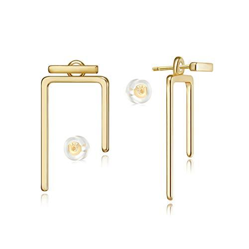 【並行輸入品】LOYATA オープン トライアングル 幾何学的イヤリング 14K ゴールドメッキ ユニークなピアス ピアス イヤージャケット ダ_1
