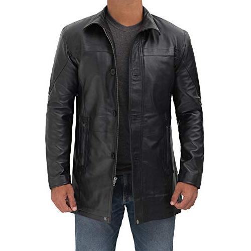 【並行輸入品】Blingsoul ブラックレザー カーコート   ブラウン100%本革コート メンズ US サイズ: X Large カラー:の画像
