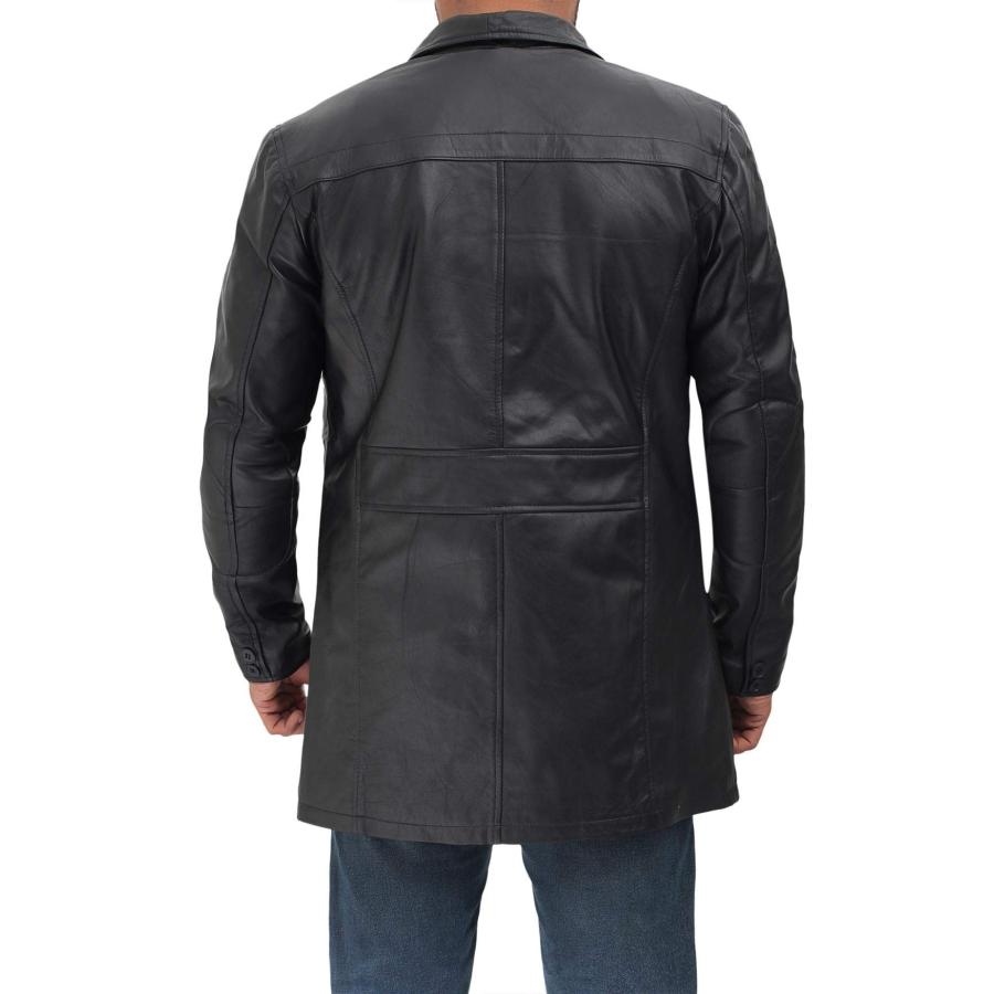 【並行輸入品】Blingsoul ブラックレザー カーコート   ブラウン100%本革コート メンズ US サイズ: X Large カラー:の画像