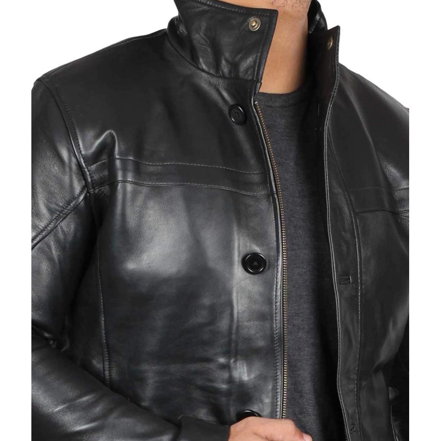 【並行輸入品】Blingsoul ブラックレザー カーコート   ブラウン100%本革コート メンズ US サイズ: X Large カラー:の画像