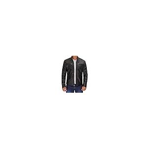 【並行輸入品】Blingsoul ブラックレザージャケット メンズ オートバイスタイル メンズ レザージャケット US サイズ: Mediumの画像