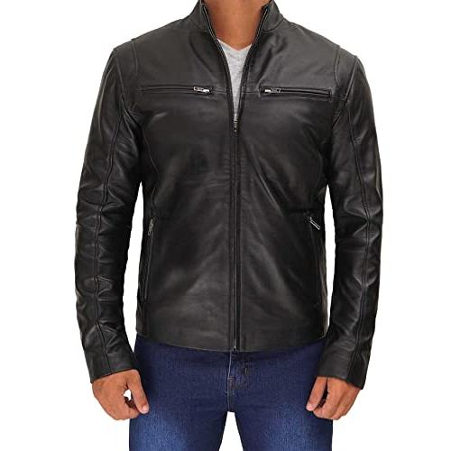 【並行輸入品】Blingsoul ブラックレザージャケット メンズ オートバイスタイル メンズ レザージャケット US サイズ: Mediumの画像