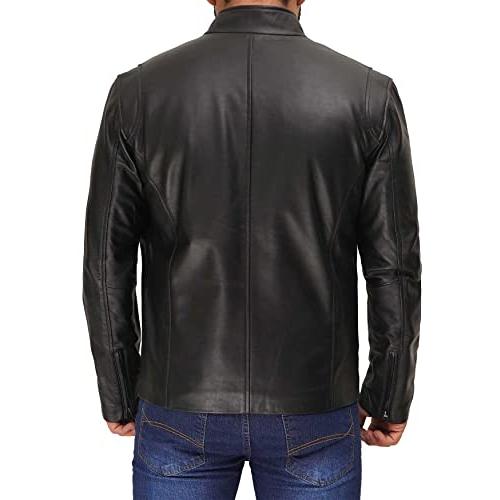 【並行輸入品】Blingsoul ブラックレザージャケット メンズ オートバイスタイル メンズ レザージャケット US サイズ: Mediumの画像