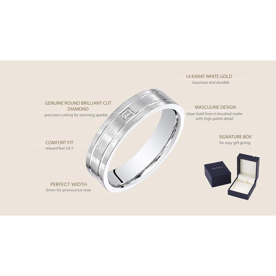 【並行輸入品】メンズ 14K ホワイトゴールド 本物のダイヤモンド 結婚指輪 5mm サイズ8~14の画像