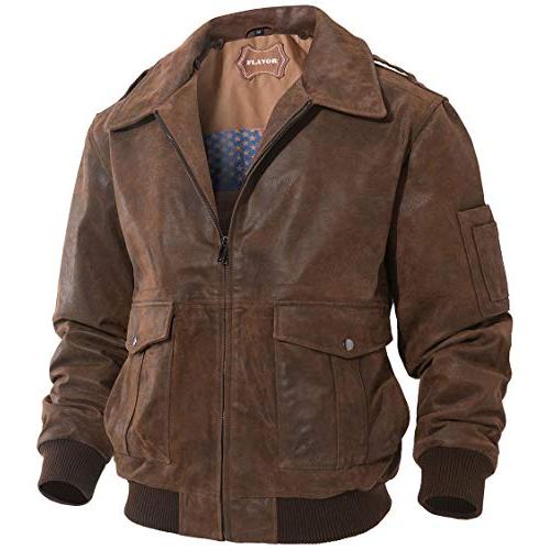【並行輸入品】FLAVOR メンズ レザー フライト ボンバージャケット エアフォース アビエーター US サイズ: 3X Large カラー:の画像