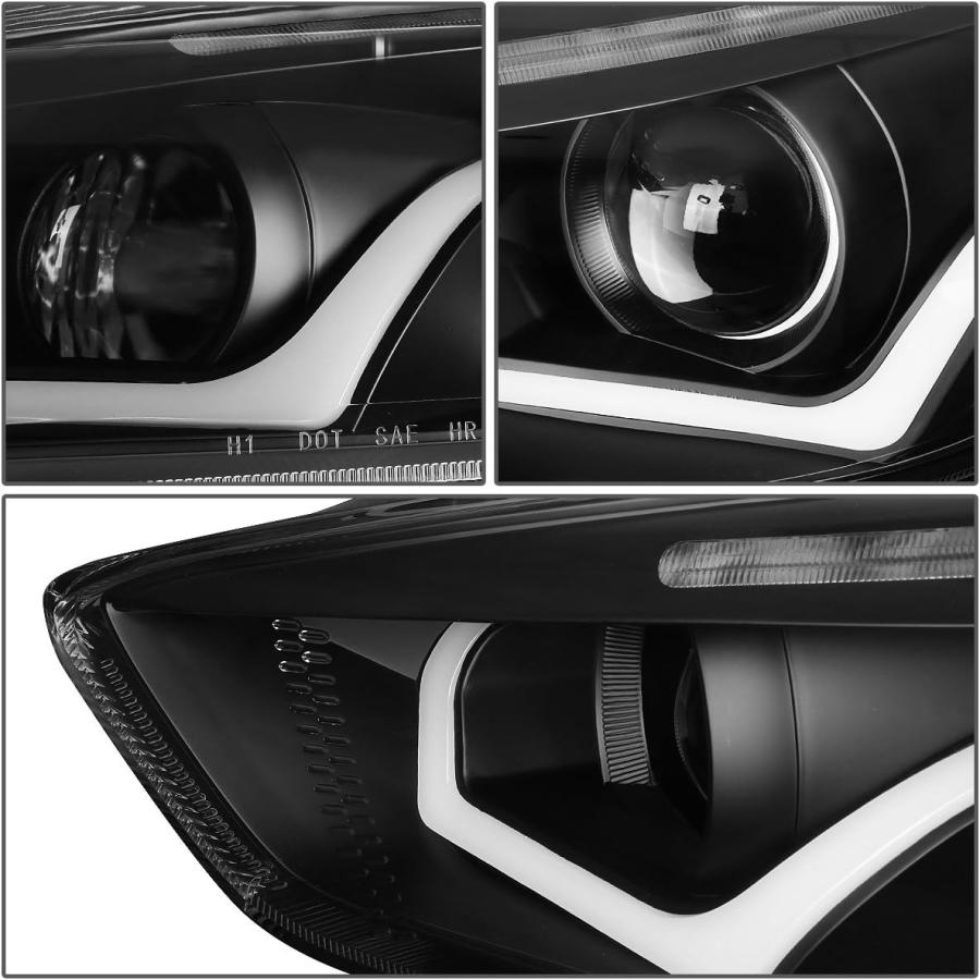 【並行輸入品】ブラック ハウジング クリア LED ウィンカー デュアルハロ DRL プロジェクター ヘッドライトランプ フォード フォーカス 15-_3