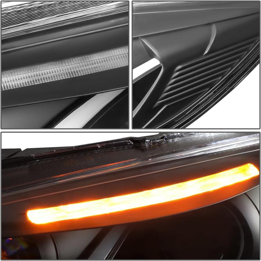 【並行輸入品】ブラック ハウジング クリア LED ウィンカー デュアルハロ DRL プロジェクター ヘッドライトランプ フォード フォーカス 15-_4