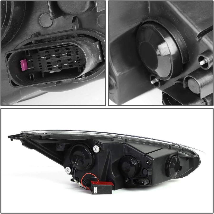 【並行輸入品】ブラック ハウジング クリア LED ウィンカー デュアルハロ DRL プロジェクター ヘッドライトランプ フォード フォーカス 15-_5