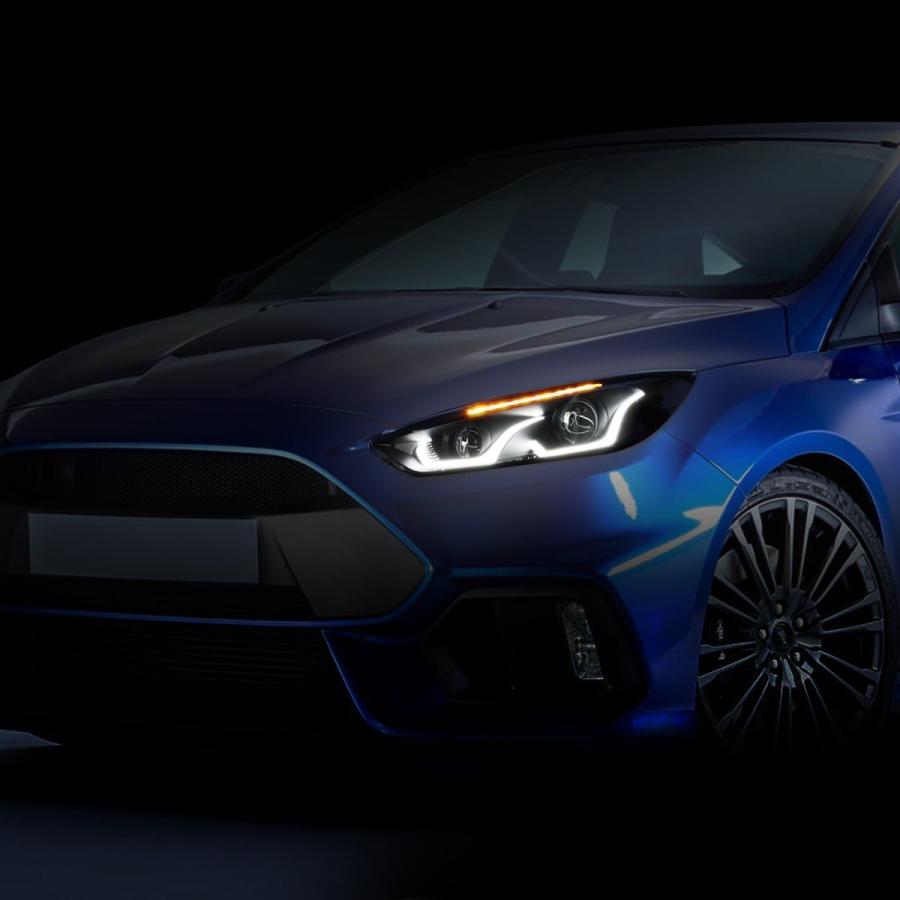 【並行輸入品】ブラック ハウジング クリア LED ウィンカー デュアルハロ DRL プロジェクター ヘッドライトランプ フォード フォーカス 15-_6