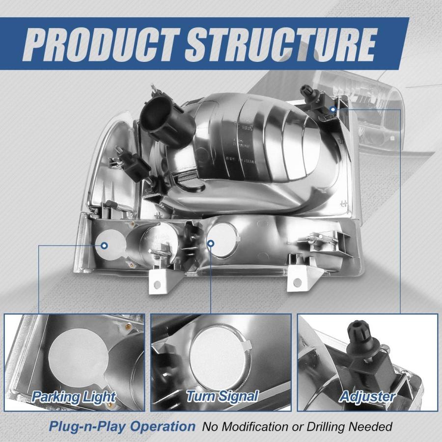 【並行輸入品】6個 ブラック/アンバー コーナーヘッドライト+バンパーランプ Ford F-250 F-350 F-450 F-550 Super Dの画像
