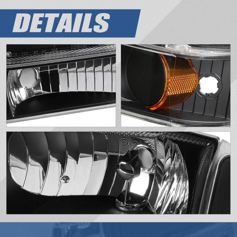 【並行輸入品】6個 ブラック/アンバー コーナーヘッドライト+バンパーランプ Ford F-250 F-350 F-450 F-550 Super Dの画像