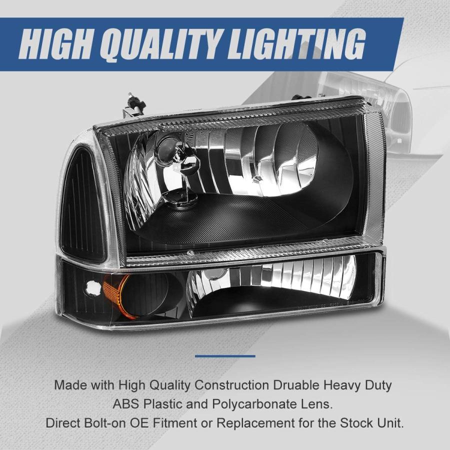 【並行輸入品】6個 ブラック/アンバー コーナーヘッドライト+バンパーランプ Ford F-250 F-350 F-450 F-550 Super Dの画像