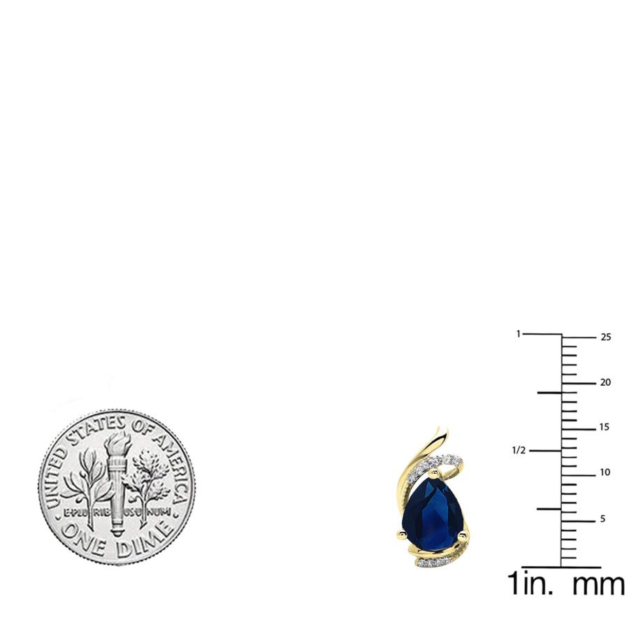 【並行輸入品】14K イエローゴールド 8X6 mm 各梨 人工宝石 & ラウンドダイヤモンド レディース ファッション スタッドピアス Dazの画像