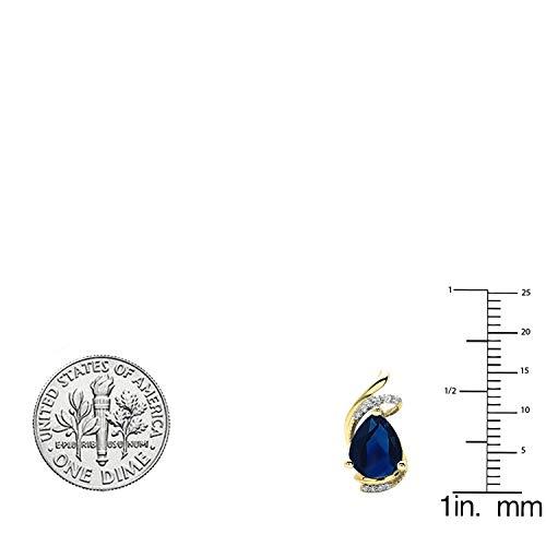 【並行輸入品】14K イエローゴールド 8X6 mm 各梨 人工宝石 & ラウンドダイヤモンド レディース ファッション スタッドピアス Dazの画像
